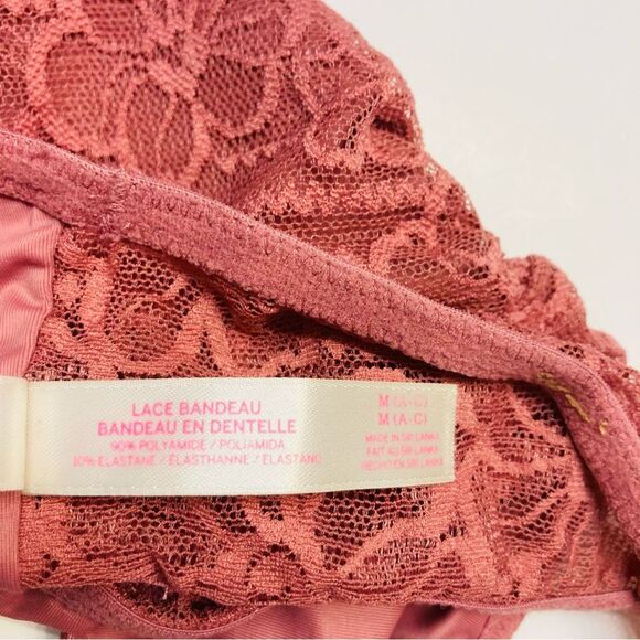 Victoria Secret Strapless Lace Bandeau‎ Bralette Bra Size Medium Dusky Pink - Picture 9 of 9